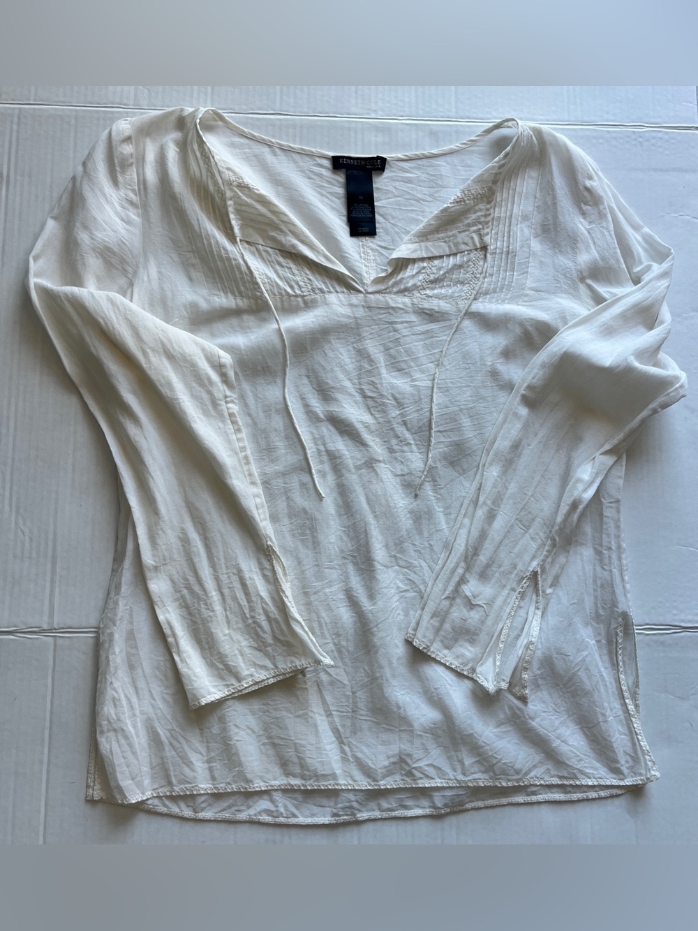 Sheer long sleeve top cotton/silk blend 10